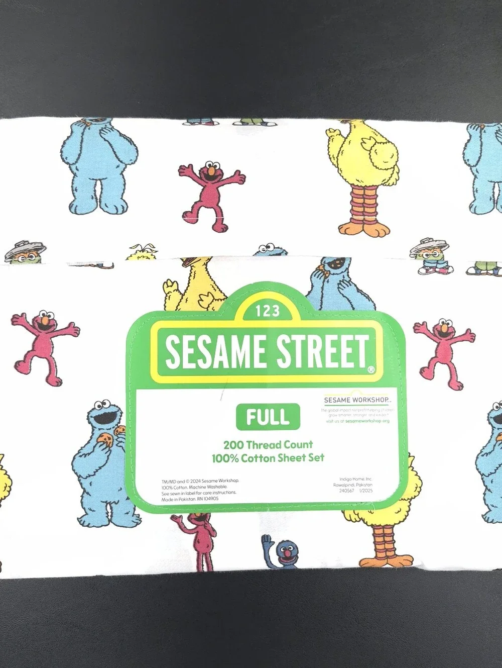 Sesame Street 4-piece FULL Sheet Set 100% Cotton 200 Thread Count Monsters - NEW